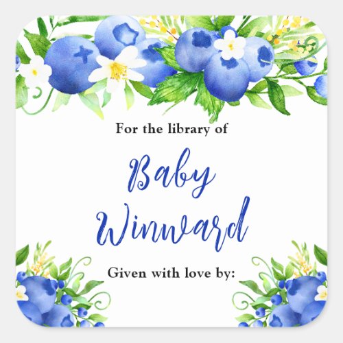 Berry Sweet Blueberry Baby Shower Bookplate