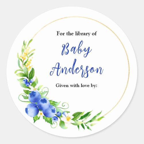 Berry Sweet Blueberry Baby Shower Bookplate