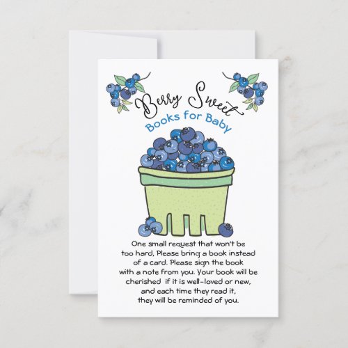 Berry Sweet Blueberry Baby Shower Books for Baby Invitation