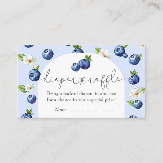 Berry Sweet Blueberry Baby Shower Diaper Raffle Enclosure Card (Front)