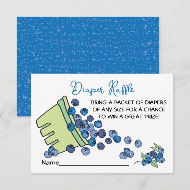 Berry Sweet Blueberry Baby Shower Diaper Raffle Invitation (Front/Back)