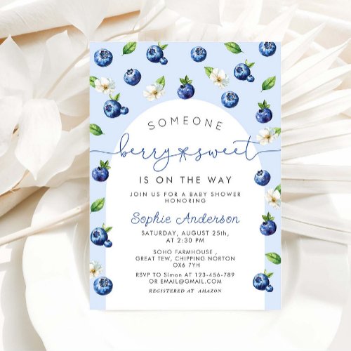 Berry Sweet Blueberry Baby Shower  Invitation