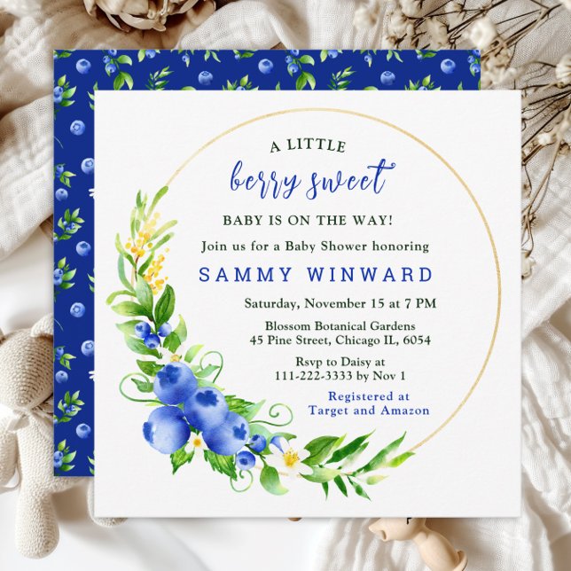 Berry Sweet Blueberry Baby Shower Invitation (Creator Uploaded)