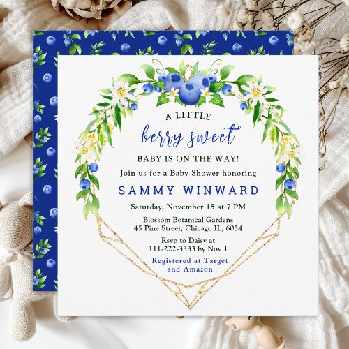 Berry Sweet Blueberry Baby Shower Invitation