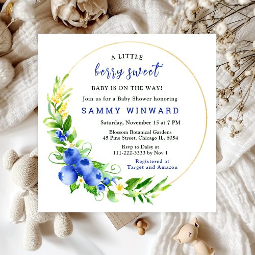 Berry Sweet Blueberry Baby Shower Invitation