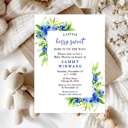 Berry Sweet Blueberry Baby Shower Invitation