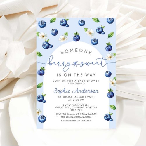 Berry Sweet Blueberry Baby Shower  Invitation