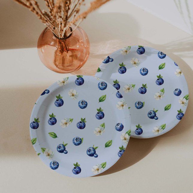 Berry Sweet Blueberry Baby Shower Paper Plates (Creator Uploaded)