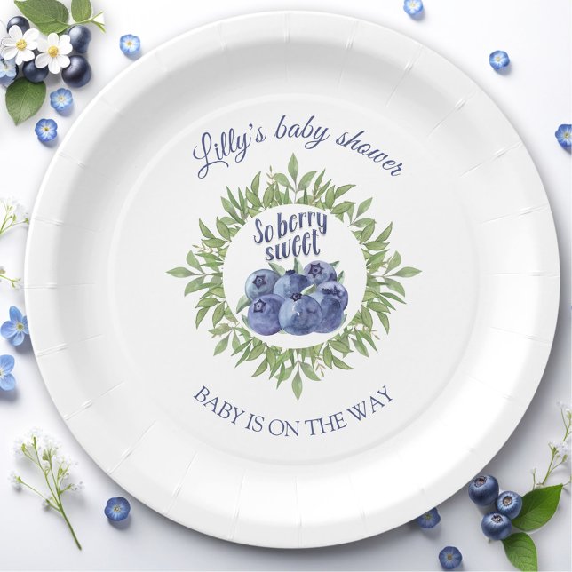 Berry Sweet Blueberry Baby Shower  Paper Plates (Berry Sweet Blueberry Baby Shower Paper Plates)