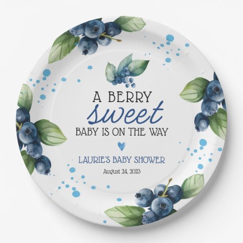Berry Sweet Blueberry Baby Shower Paper Plates