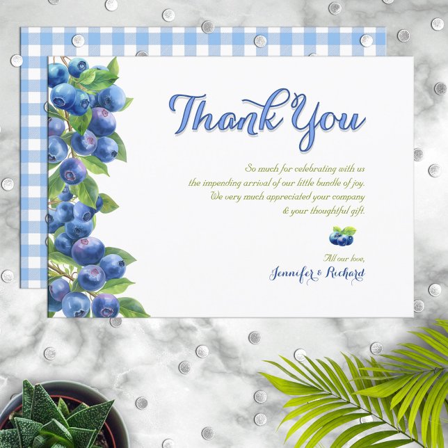 Berry Sweet Blueberry Baby Shower Thank You Card (Creator Uploaded)