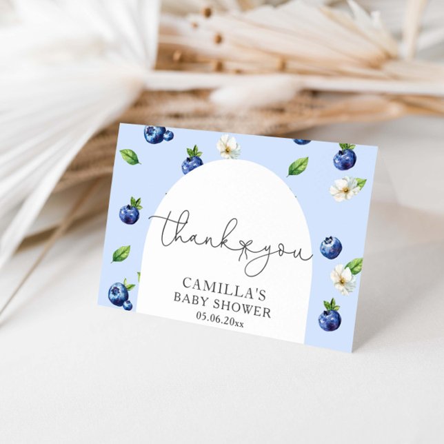 Berry Sweet Blueberry Baby Shower Thank You Card (Creator Uploaded)