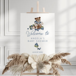 Berry Sweet Blueberry Bear Welcome Baby Shower Foam Board