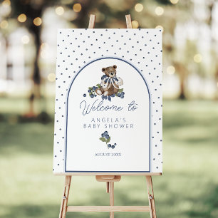 Berry Sweet Blueberry Bear Welcome Baby Shower Foam Board