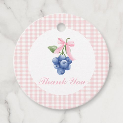 Berry Sweet blueberry birthday Pink Bow Thank You Favor Tags