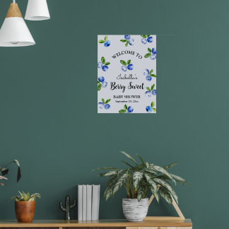 Berry Sweet Blueberry Boy Baby Shower Welcome Sign