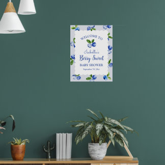 Berry Sweet Blueberry Boy Baby Shower Welcome Sign