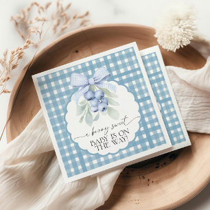 Berry Sweet Blueberry Gingham Baby Shower Napkins