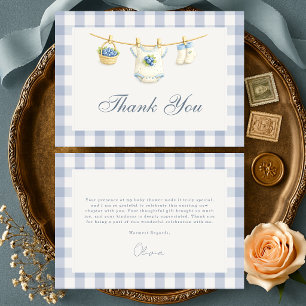Berry Sweet Blueberry Gingham Blue Baby Shower Thank You Card