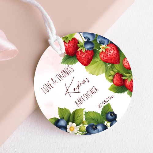Berry sweet blueberry strawberry baby shower favor favor tags