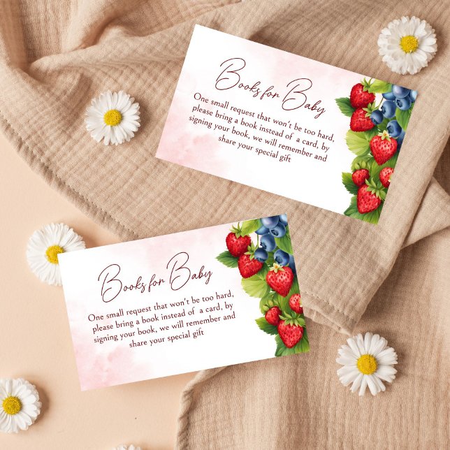 Berry sweet blueberry strawberry book request enclosure card (Berry sweet blueberry strawberry spring summer baby shower book request card books for baby)