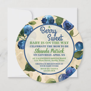 Berry Sweet Blueberry Theme Baby Shower Invitation