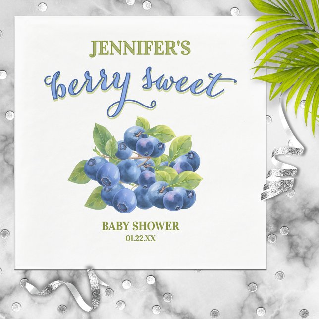 Berry Sweet Blueberry Theme Baby Shower Napkins (Creator Uploaded)