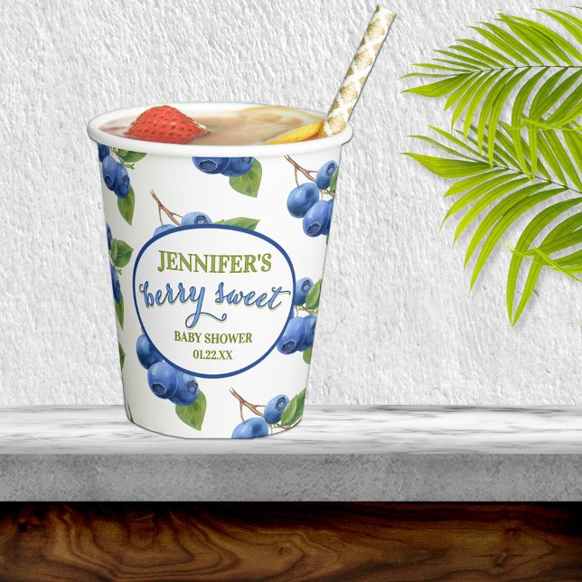 Berry Sweet Blueberry Theme Baby Shower Paper Cups (Creator Uploaded)