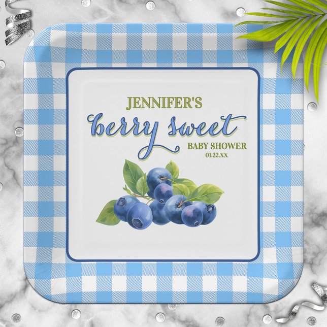 Berry Sweet Blueberry Theme Baby Shower Paper Plates (Creator Uploaded)