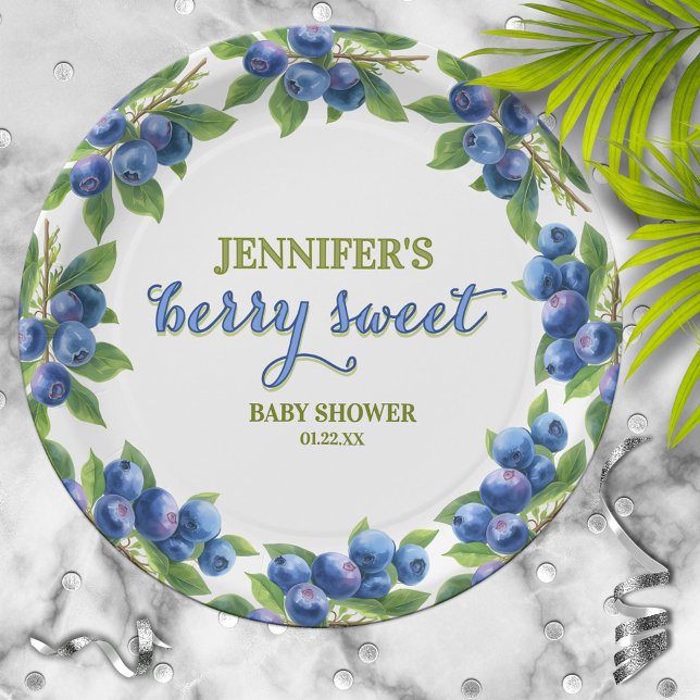 Berry Sweet Blueberry Theme Baby Shower Paper Plates (Creator Uploaded)