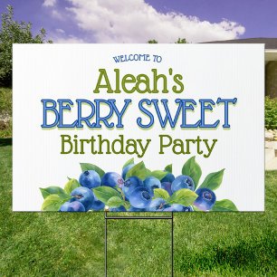 Berry Sweet Blueberry Theme Birthday Party Sign