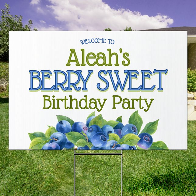 Berry Sweet Blueberry Theme Birthday Party Sign (Creator Uploaded)
