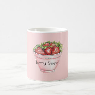 Berry Sweet Blush Pink Bowl of Strawberries Coffee Mug