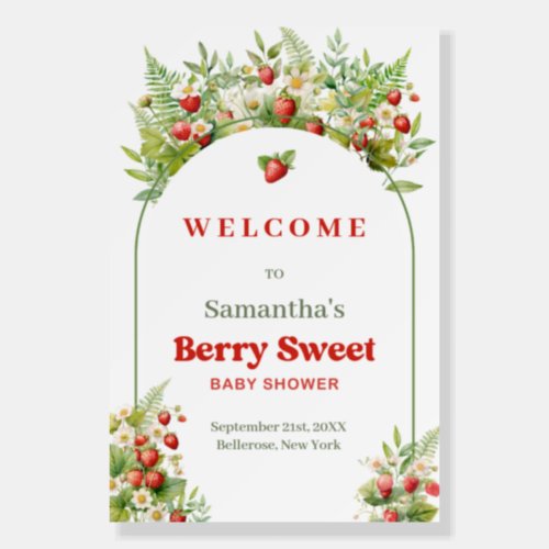 Berry Sweet Boho arch Pink Strawberry Welcome  Foam Board
