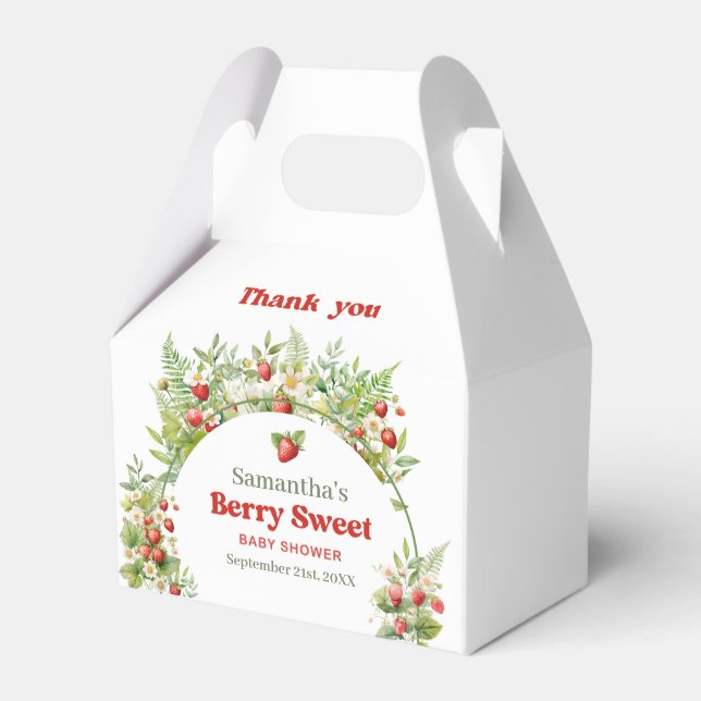 Berry Sweet Boho arch Pink Wild Strawberry  Favor Boxes (Front Side)