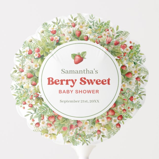 Berry Sweet Boho arch Wild Watercolor Strawberry  Balloon (Front)