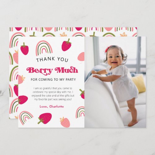 Berry Sweet Boho Rainbow Photo Thank You Card