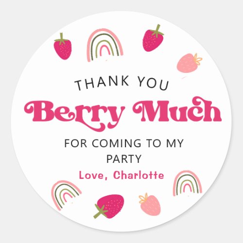 Berry Sweet Boho Rainbow Thank You Favors Classic Round Sticker