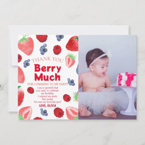 Berry sweet boho strawberry photo Thank you card