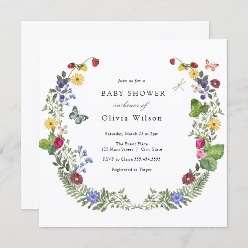 Berry Sweet Boho Wildflower Baby Shower Invitation