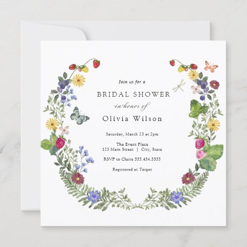 Berry Sweet Boho Wildflower Bridal Shower Invitation