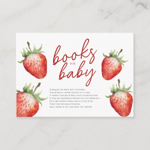 Berry Sweet Books for Baby Shower Enclosure Card