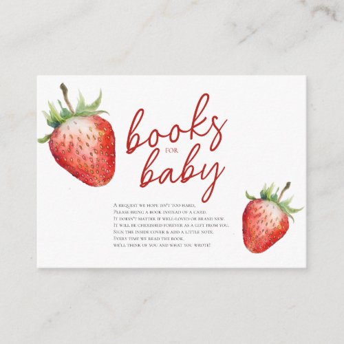 Berry Sweet Books for Baby Shower Enclosure Card