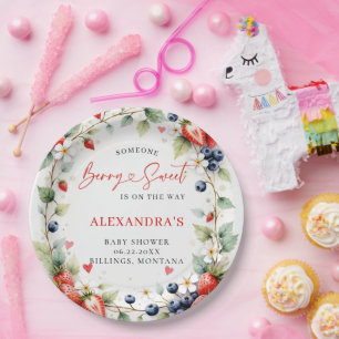 Berry Sweet Botanical Berries Garden Baby Shower Paper Plates
