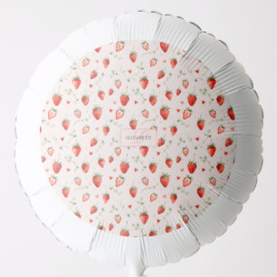Berry Sweet Botanical Pink Hearts Monogram Balloon