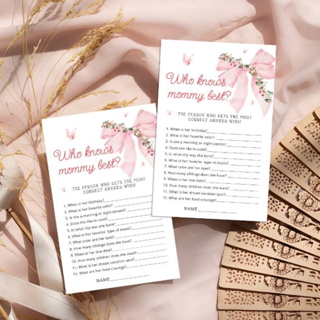 Berry Sweet Bow Who Knows Mommy Baby Shower Game (Creator Uploaded)