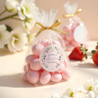 Berry Sweet Bridal Shower Dress Berries & Flowers Classic Round Sticker