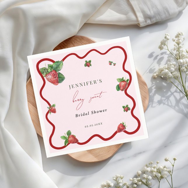 Berry Sweet Bridal Shower Strawberry Napkins (Creator Uploaded)