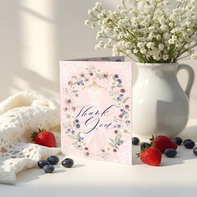 Berry Sweet Bridal Shower Wild Berries & Flowers Thank You Card (Berry Sweet Bridal Shower Wild Berries & Flowers Thank You Card)
