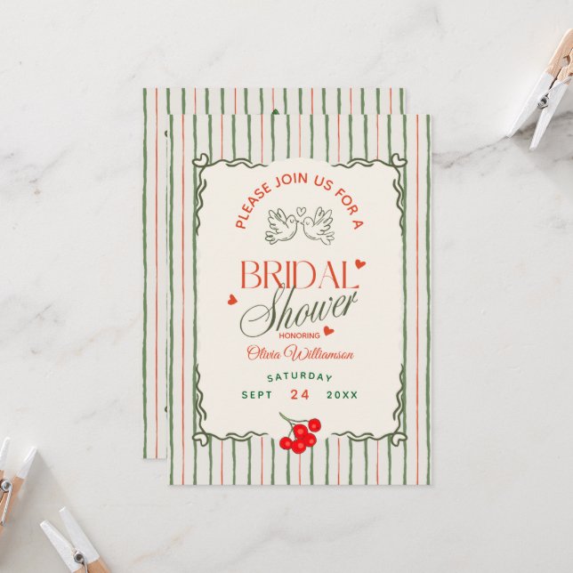 Berry Sweet Bridal Shower Wild Berries Invitation (Front/Back In Situ)